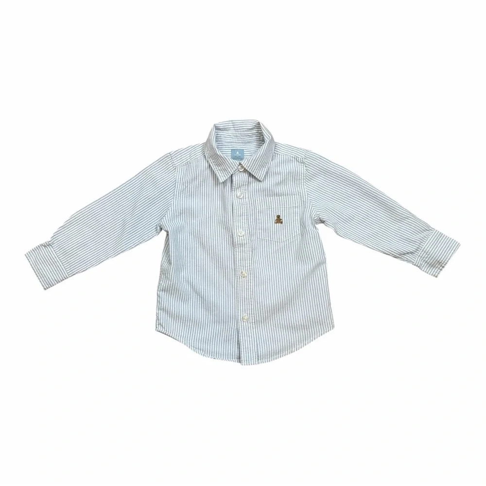 Baby Gap Oxford Shirt 3 Yrs Kids Boy's White Blue Striped Button Down Shirt